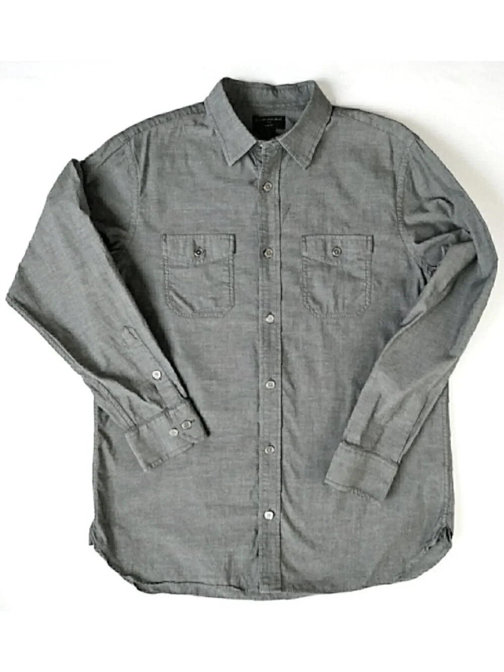 Banana Republic Men's Oxford Button Down Shirt size Large L Gray Long Sleeve